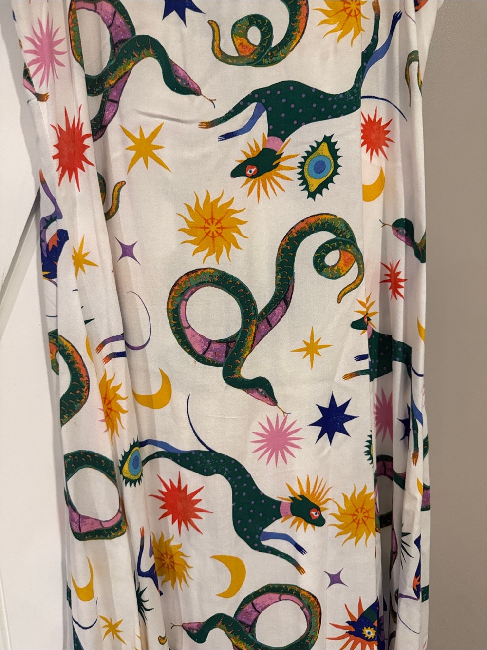MSK White Maxi Dress with Multicolor Star & Snake Motif - Picture 3 of 7